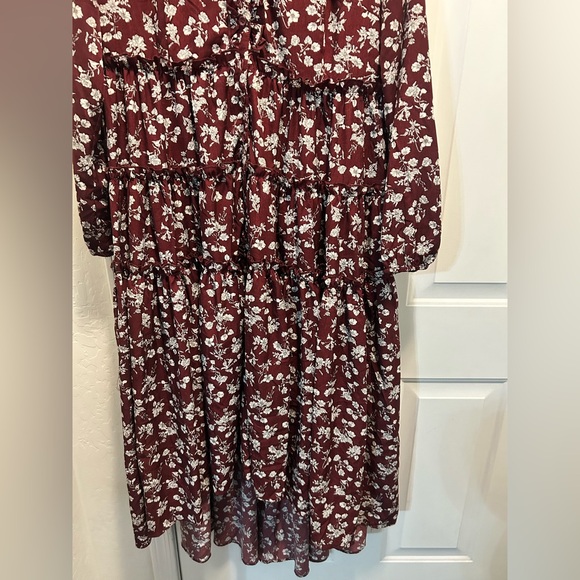 Ivy City Co Burgundy Floral Long Sleeve Dress - Picture 4 of 8